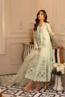 Pakistani Light Turquoise Embellished Silk Net Angharka (3-Piece) - Image 3