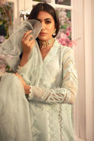 Pakistani Light Turquoise Embellished Silk Net Angharka (3-Piece) - Image 4