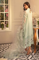 Pakistani Light Turquoise Embellished Silk Net Angharka (3-Piece) - Image 5