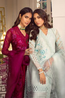 Pakistani Light Turquoise Embellished Silk Net Angharka (3-Piece) - Image 7