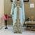 Pakistani Light Turquoise Zari Embroidered Georgette Kaftan (1-Pc) - Image 3