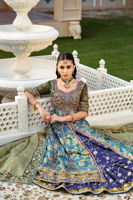 Turquoise Green Hand-Worked Jamawar Pishwas (3-Piece) - Image 2