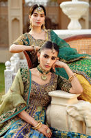 Turquoise Green Hand-Worked Jamawar Pishwas (3-Piece) - Image 3