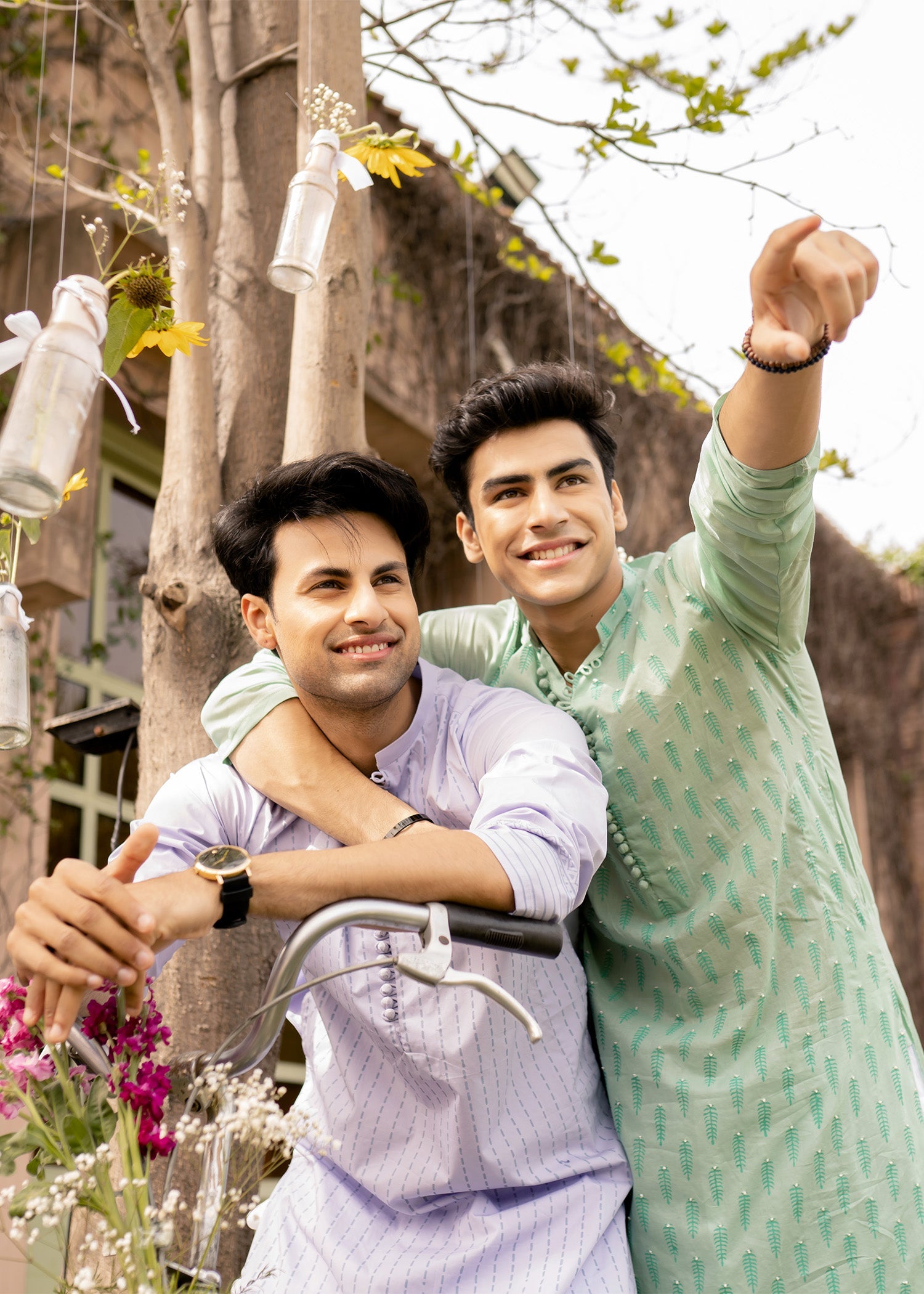 Turquoise Printed Cotton Kurta Pajama (2-Piece) - Image 3