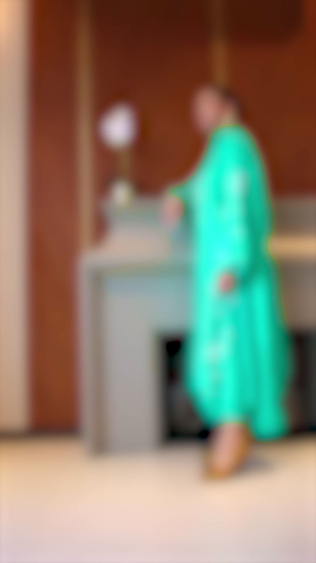 Pakistani Freshwater Turquoise Embroidered Raw Silk Salwar Kameez (3-Piece) - Image 9