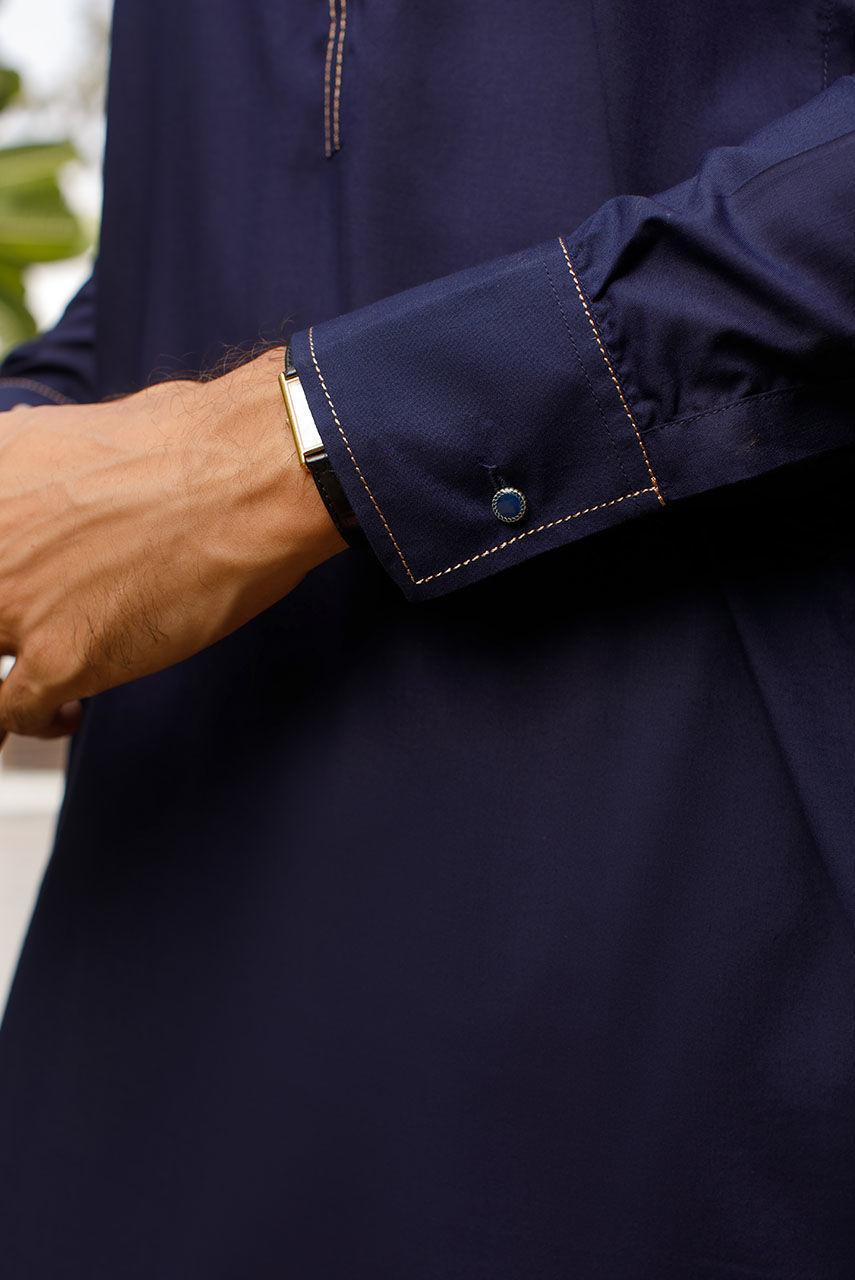 Turquoise Digital-Print Raw Silk Waistcoat Kurta (3-Piece) - Image 4