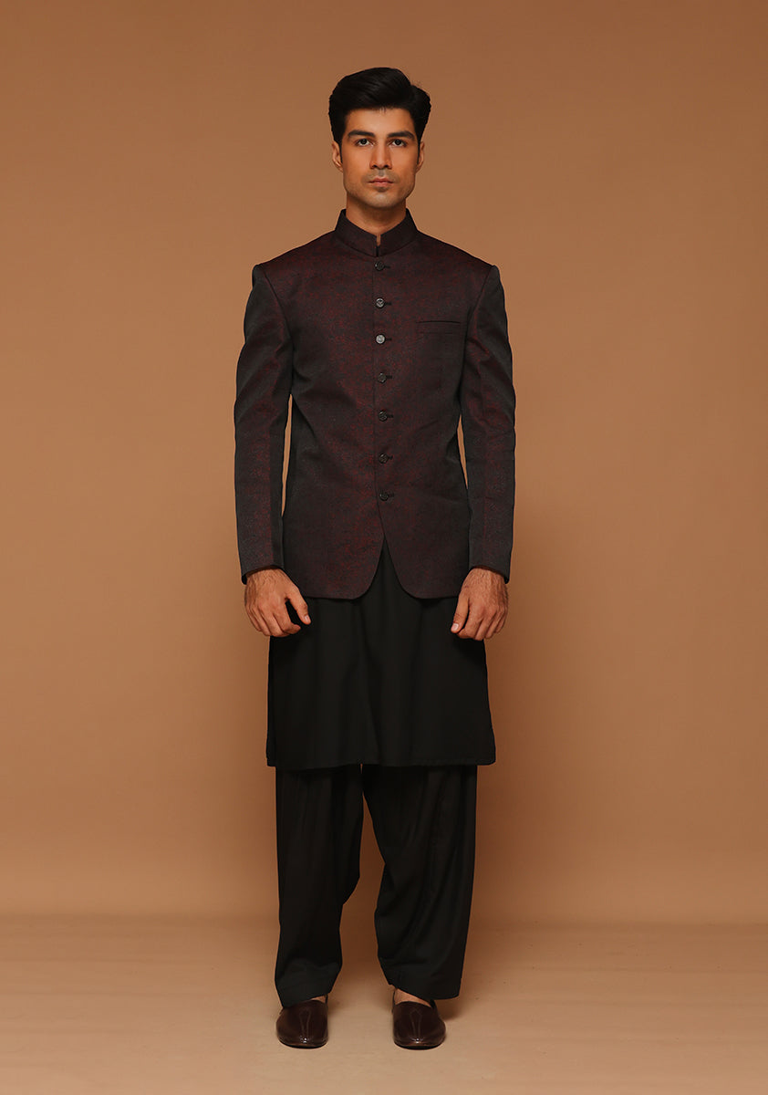 Vintage Violet Jamawar Prince Coat (3-Piece) - Image 1