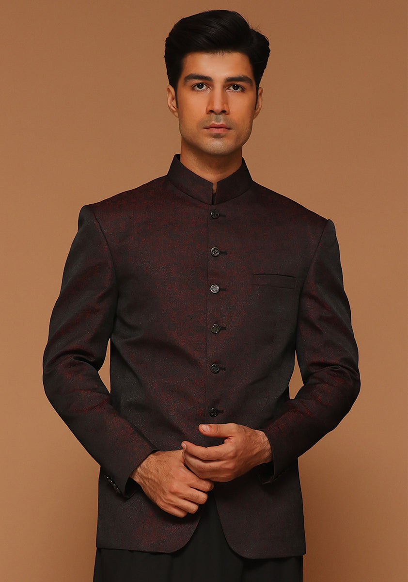 Vintage Violet Jamawar Prince Coat (3-Piece) - Image 2