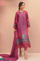 Medium Violet Digital Printed Pure Silk Salwar Kameez (3-Piece) - Image 4