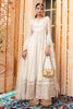 White & Gold Embroidered Cotton Net Anarkali (3-Piece) - Image 6