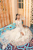 White & Gold Embroidered Cotton Net Anarkali (3-Piece) - Image 7