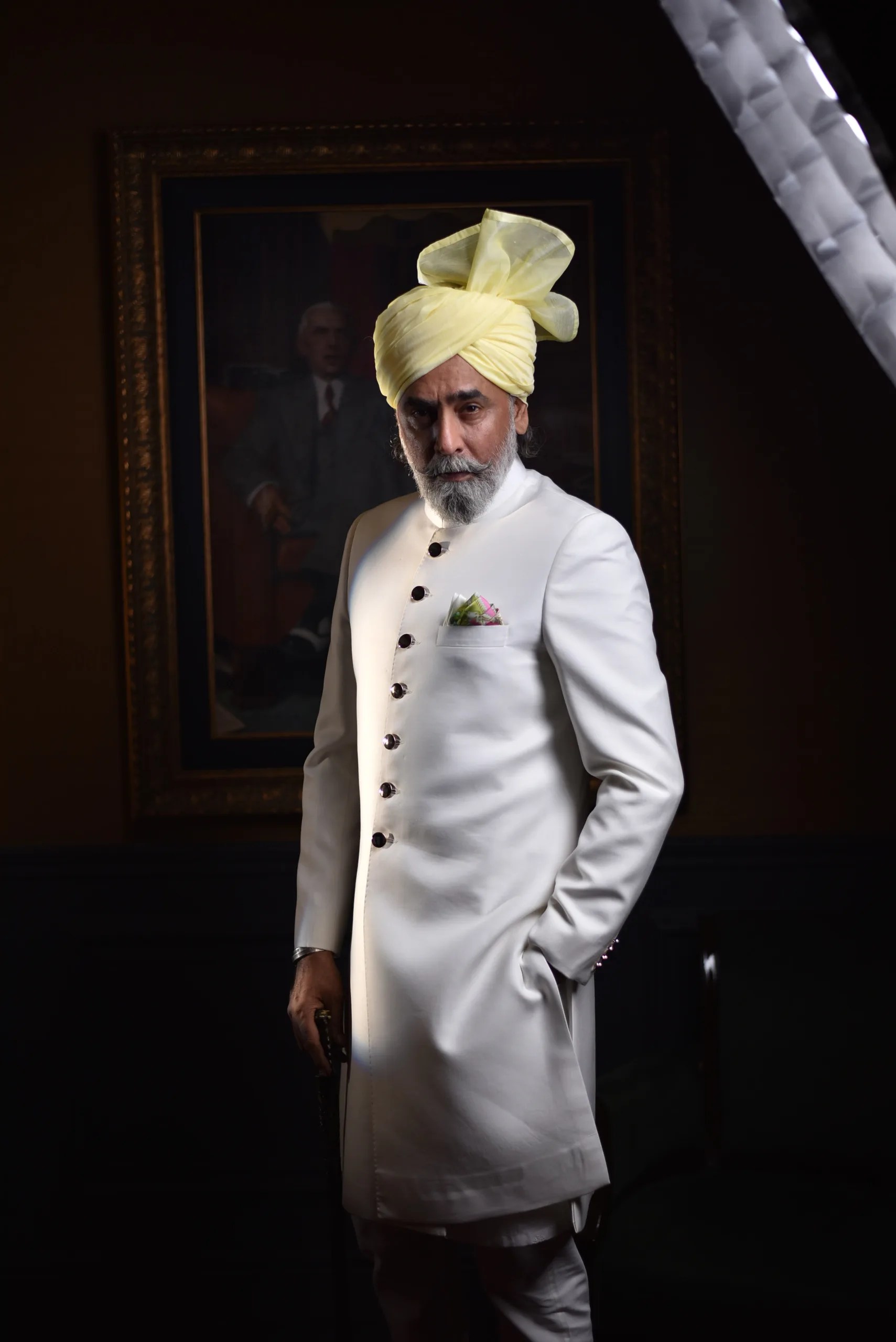 Vista White Raw Silk Achkan Sherwani (2-Piece) - Image 3