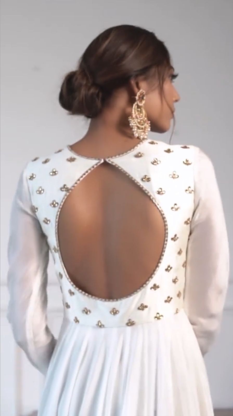 White Kundan Dabka Butter Silk Anarkali (2-Piece) - Image 5