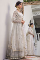 White Zardozi Organza Anarkali Dress (3-Piece) - Image 5