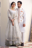 White Zardozi Organza Anarkali Dress (3-Piece) - Image 6