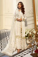 Pakistani White Chikankari Pure Chiffon Angharka (3-Piece) - Image 4