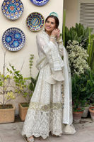 Pakistani White Chikankari Pure Chiffon Angharka (3-Piece) - Image 8