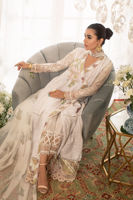 Pakistani Oyster White Gota Block Print Chikan Angharka (2-Piece) - Image 4