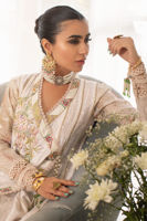 Pakistani Oyster White Gota Block Print Chikan Angharka (2-Piece) - Image 5