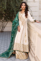 Marshmallow White Embroidered Cotton Net Angrakha (3-Piece) - Image 3