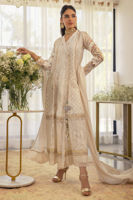 Pakistani Dove White Embroidered Organza Angrakha (3-Piece) - Image 2