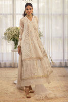 Pakistani Dove White Embroidered Organza Angrakha (3-Piece) - Image 4