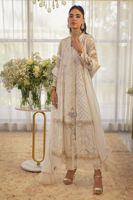 Pakistani Dove White Embroidered Organza Angrakha (3-Piece) - Image 6