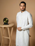 White Embroidered Wash & Wear Kurta (2-Piece) - Image 5