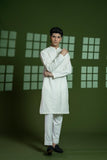 White Embroidered Blended Kurta Pajama (2-Piece) - Image 6
