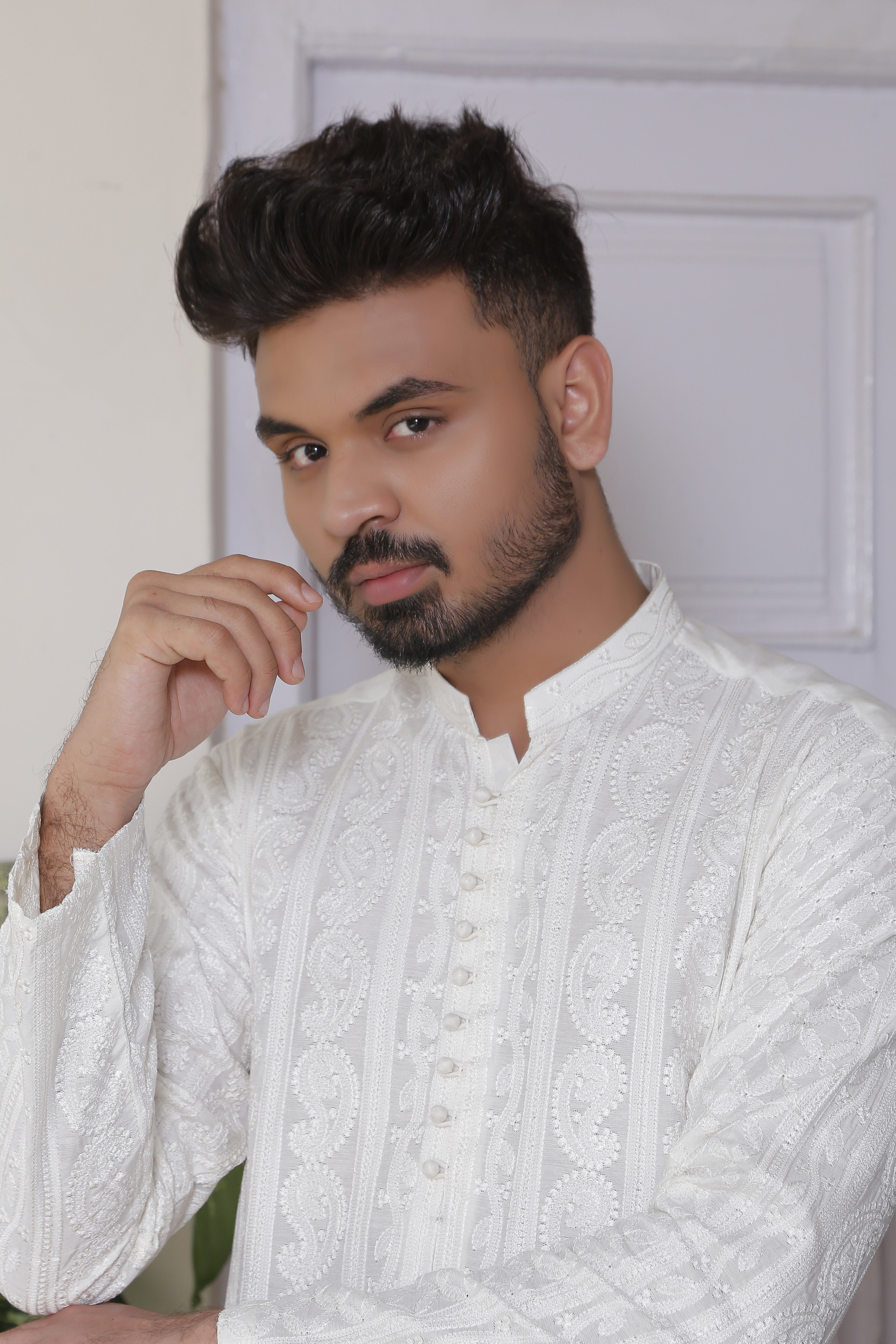 White Chikankari Cotton Kurta Set (2-Piece) - Image 6
