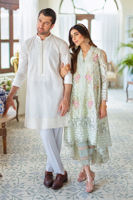 White Self-Embroidered Cotton Kurta (2-Piece) - Image 7
