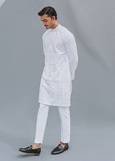 White Embroidered Lawn Kurta (2-Piece) - Image 1