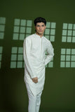 White Embroidered Blended Kurta Pajama (2-Piece) - Image 2