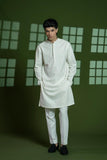 White Embroidered Blended Kurta Pajama (2-Piece) - Image 4