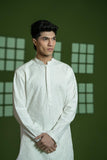 White Embroidered Blended Kurta Pajama (2-Piece) - Image 5