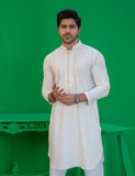 White Embroidered Wash N Wear Kurta (2-Piece) - Image 4