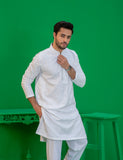 White Embroidered Wash N Wear Kurta (2-Piece) - Image 5
