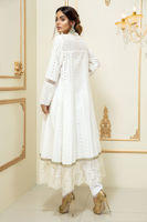 Pakistani White Chikan Embroidered Cotton Frock (3-Piece) - Image 4
