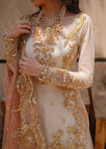 Indian White & Peach Embroidered Net Farshi Gharara (3-Piece) - Image 5