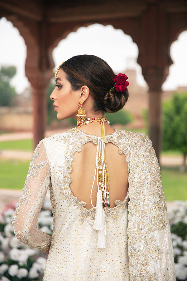 White Embellished Net Gharara Set (3-Piece) - Image 5