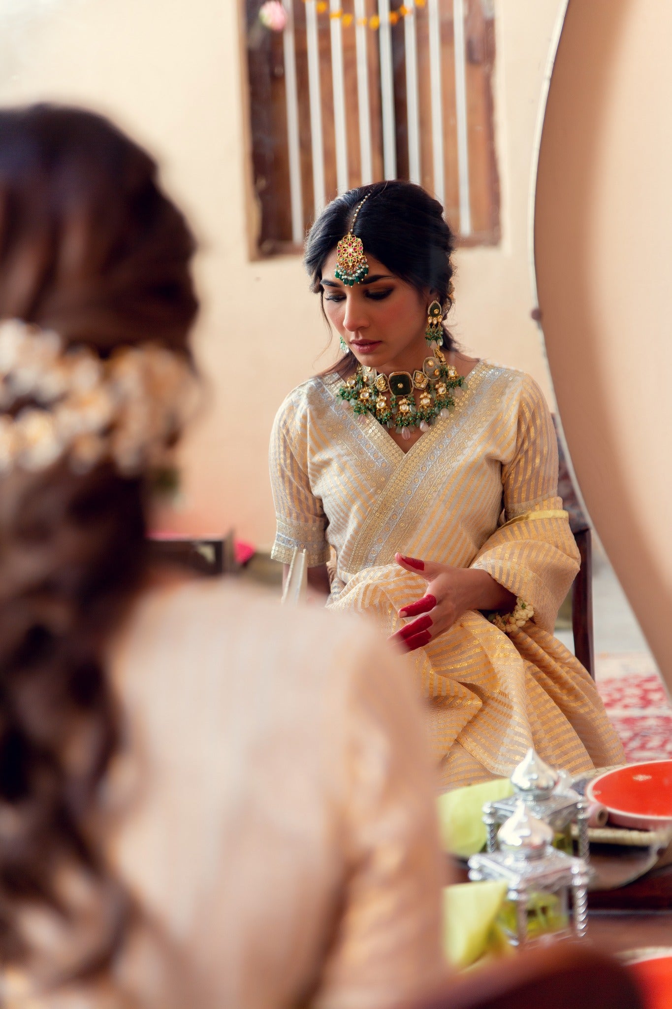 White Tilla Sequin Organza Gharara Set (3-Piece) - Image 7