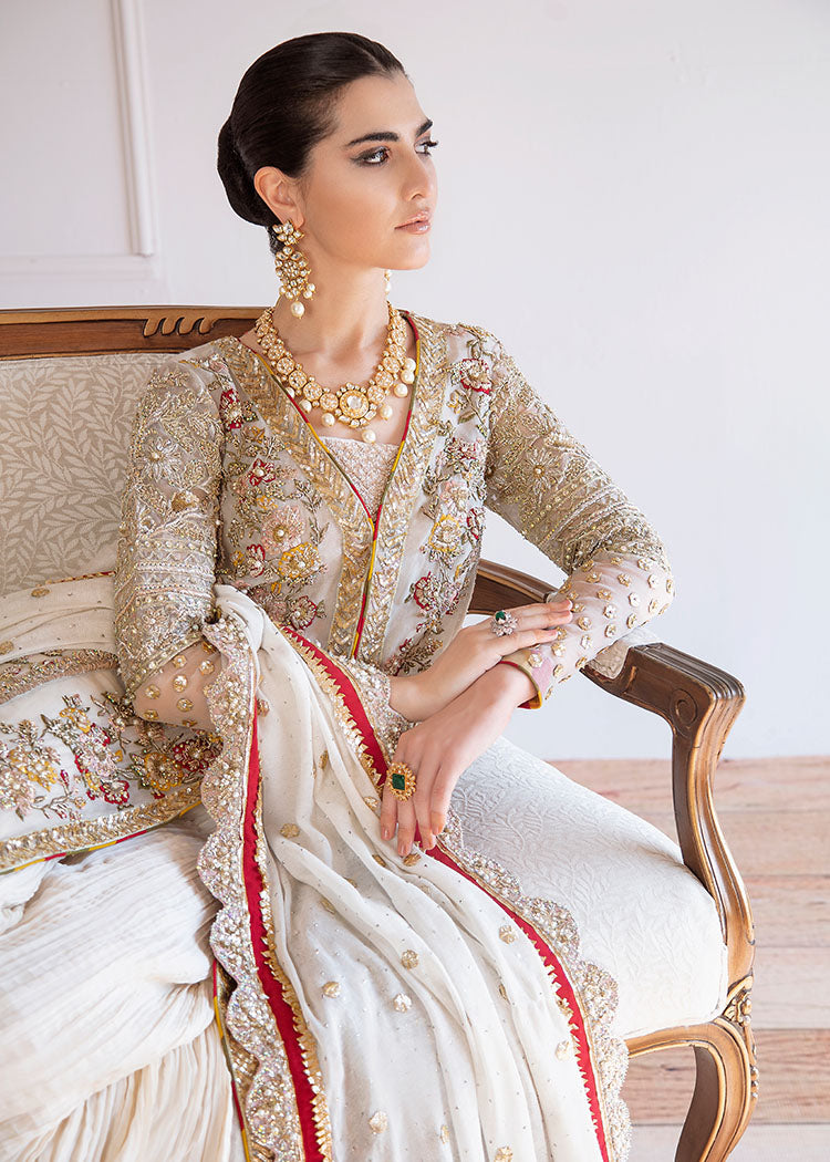 White Embroidered Organza Bridal Gharara (3-Piece) - Image 4