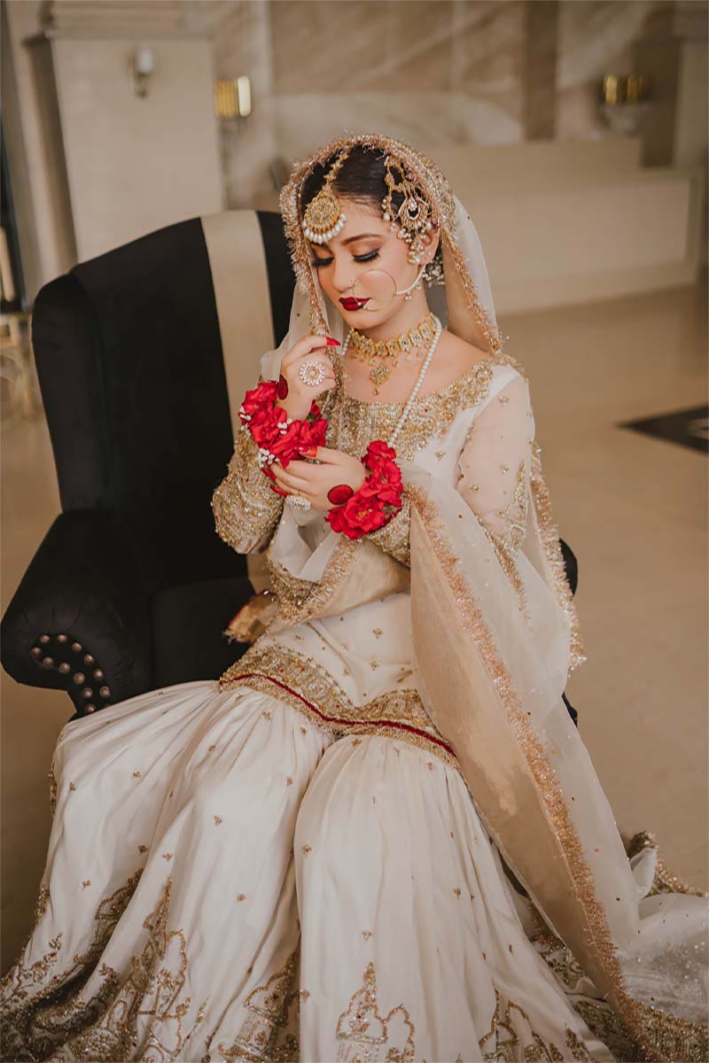 White Zardozi Organza & Raw Silk Farshi Sharara (3-Piece) - Image 5