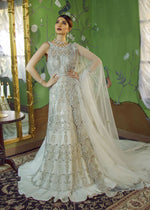 White Crystal & Silver Dabka Net Gown (2-Piece) - Image 2