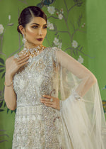 White Crystal & Silver Dabka Net Gown (2-Piece) - Image 4