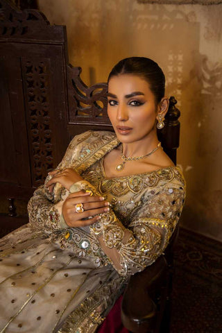 White Sequined Net Gown with Gotta Patti (1-Pc) - Image 3