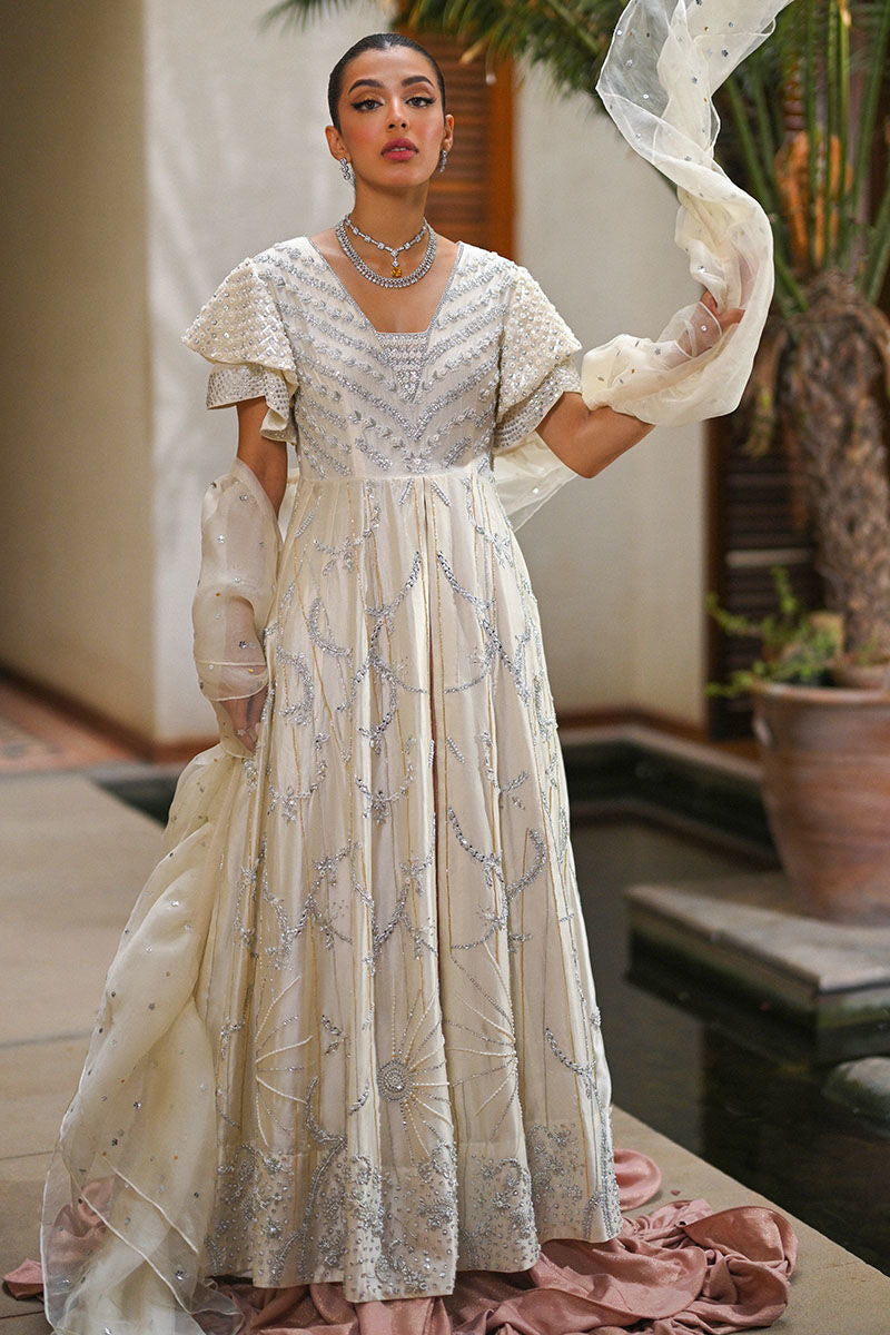 Pearl White Embellished Silk Bridal Gown (2-Piece) - Image 5