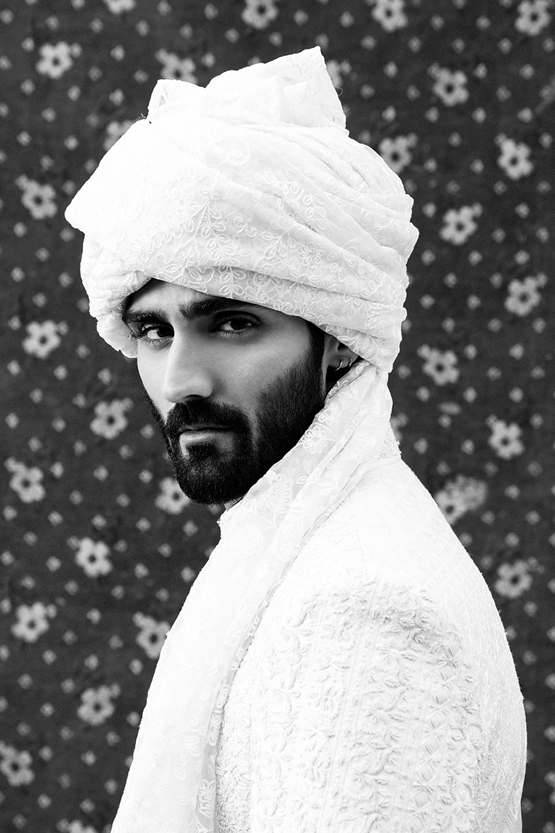 Pearl White Ornamental Embroidered Silk-Organza Sherwani (2-Piece) - Image 10