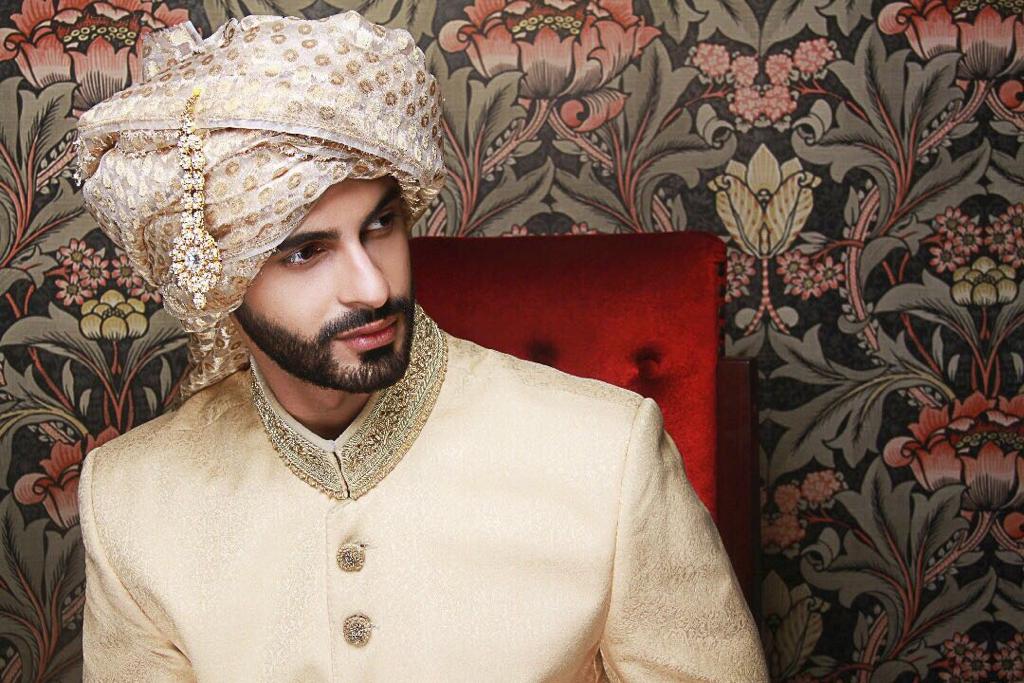 Frost White Embroidered Silk-Blend Groom Sherwani (3-Piece) - Image 1