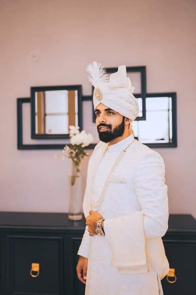 White Self-Embroidered Silk-Blend Groom Sherwani (3-Piece) - Image 1